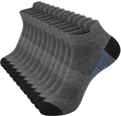 Smilooen 12 Pairs Mens Ankle Socks Athletic Running Men's Socks Value Pack, Black