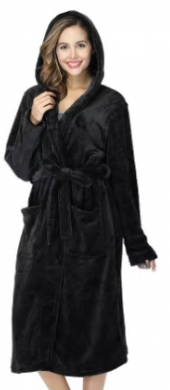 Smilooen Fuzzy Soft Robes for Women, Long Plush Hooded Robe Fluffy Warm Bathrobes