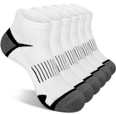Smilooen Athletic Socks Men Ankle Running Socks Compression Support Cushioned Socks for Men 6Pairs