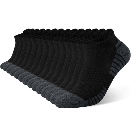 Smilooen Athletic Ankle Mens Socks Cushioned Low Cut Socks for Men Black Ankle Socks Value Pack 14 Pairs