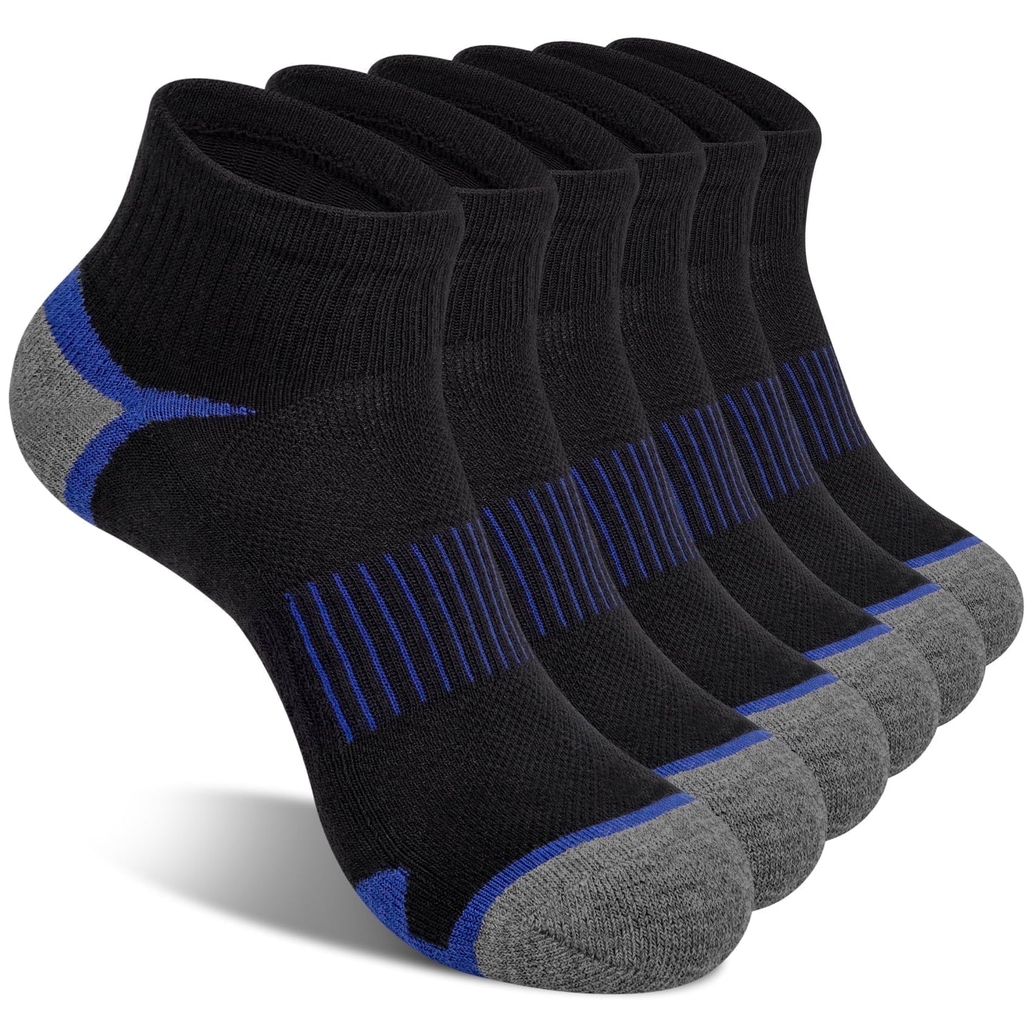 Smilooen Athletic Socks Men Ankle Running Socks Compression Support Cushioned Socks for Men 6Pairs